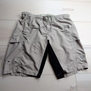 Fox Racing Shorts Mens Large Beige Padded Lined MTB Cycling Mountain Bike BMX